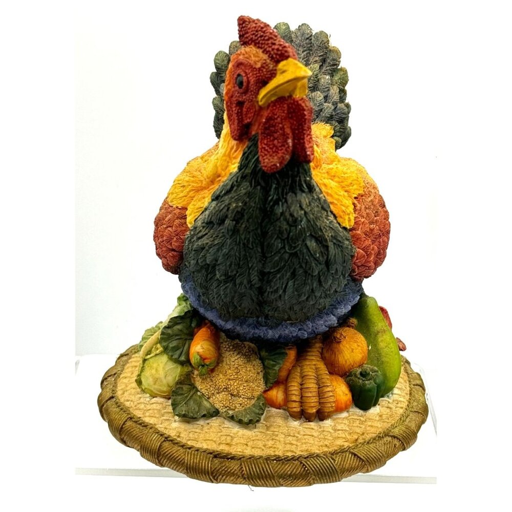 Artisan Flair Harvest Rooster Figurine With Fruits & Vegetables